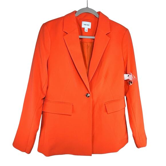 Nine West Neon Orange Blazer Size 6 NWT Maximalist Wear to Work Office Dopamine - Picture 2 of 10